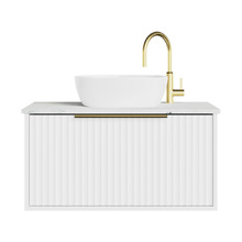 The Cove Blossom Matte White Wall Hung Single Vanity